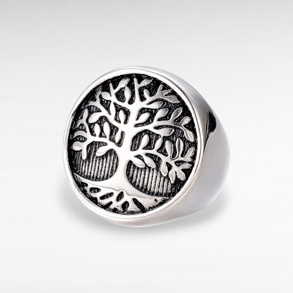Stainless Steel Tree of Life Signet Ring