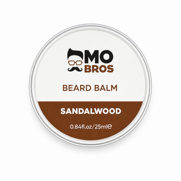 Mo Bros Sandalwood Beard Balm 25ml top view on white background