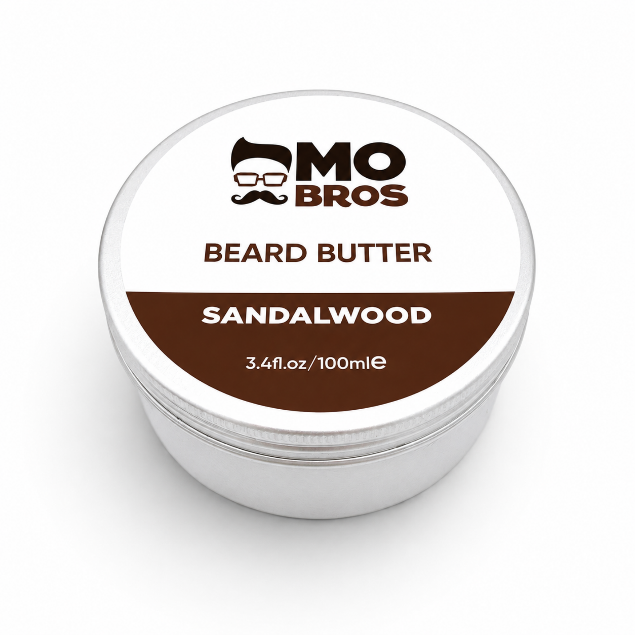 Mo Bros Sandalwood Beard Butter 100ml aluminium tin front view