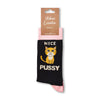 novelty cat socks with retail packaging