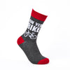 Novelty socks with on yer bike slogan and bicycle design on white background