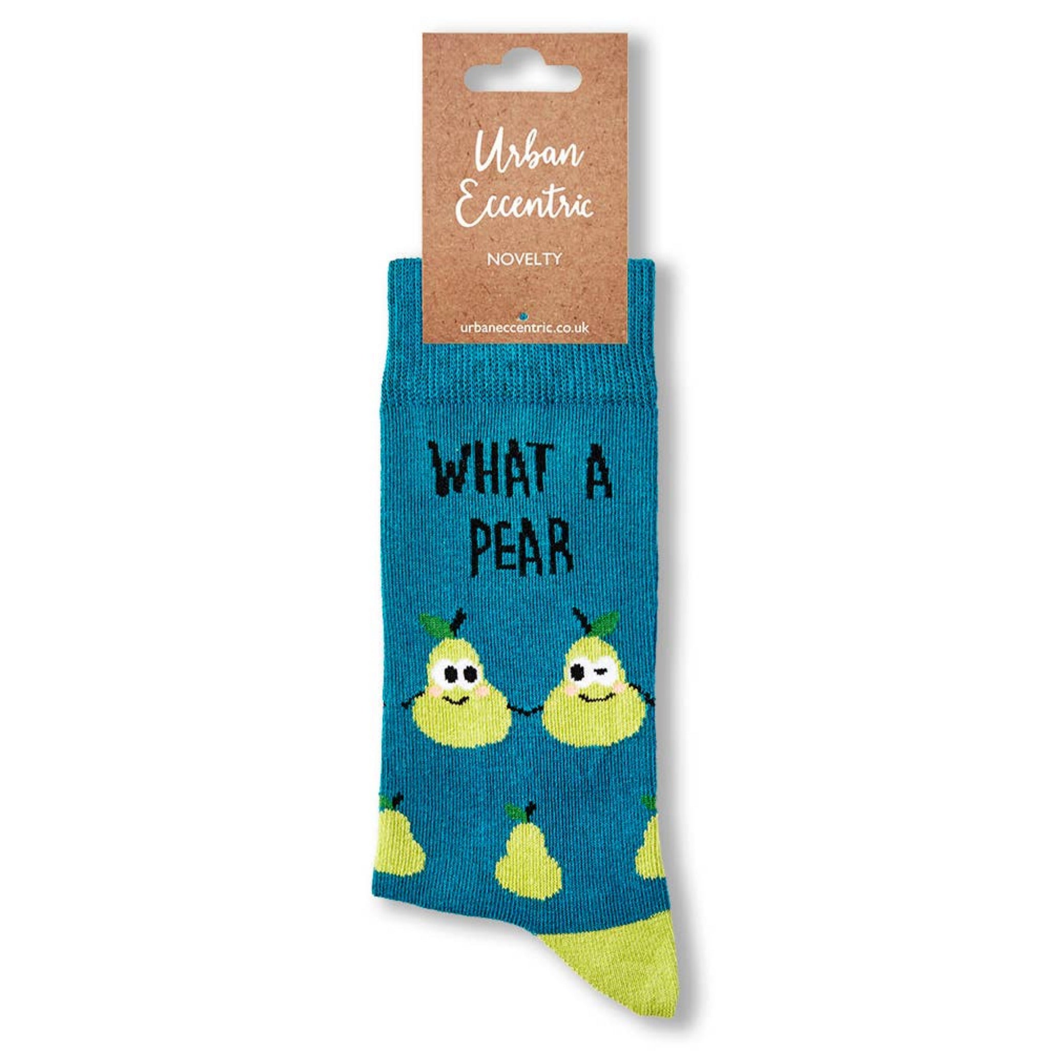 What A Pear socks with retail tag visible