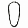 Polished stainless steel skull link necklace full view on white background
