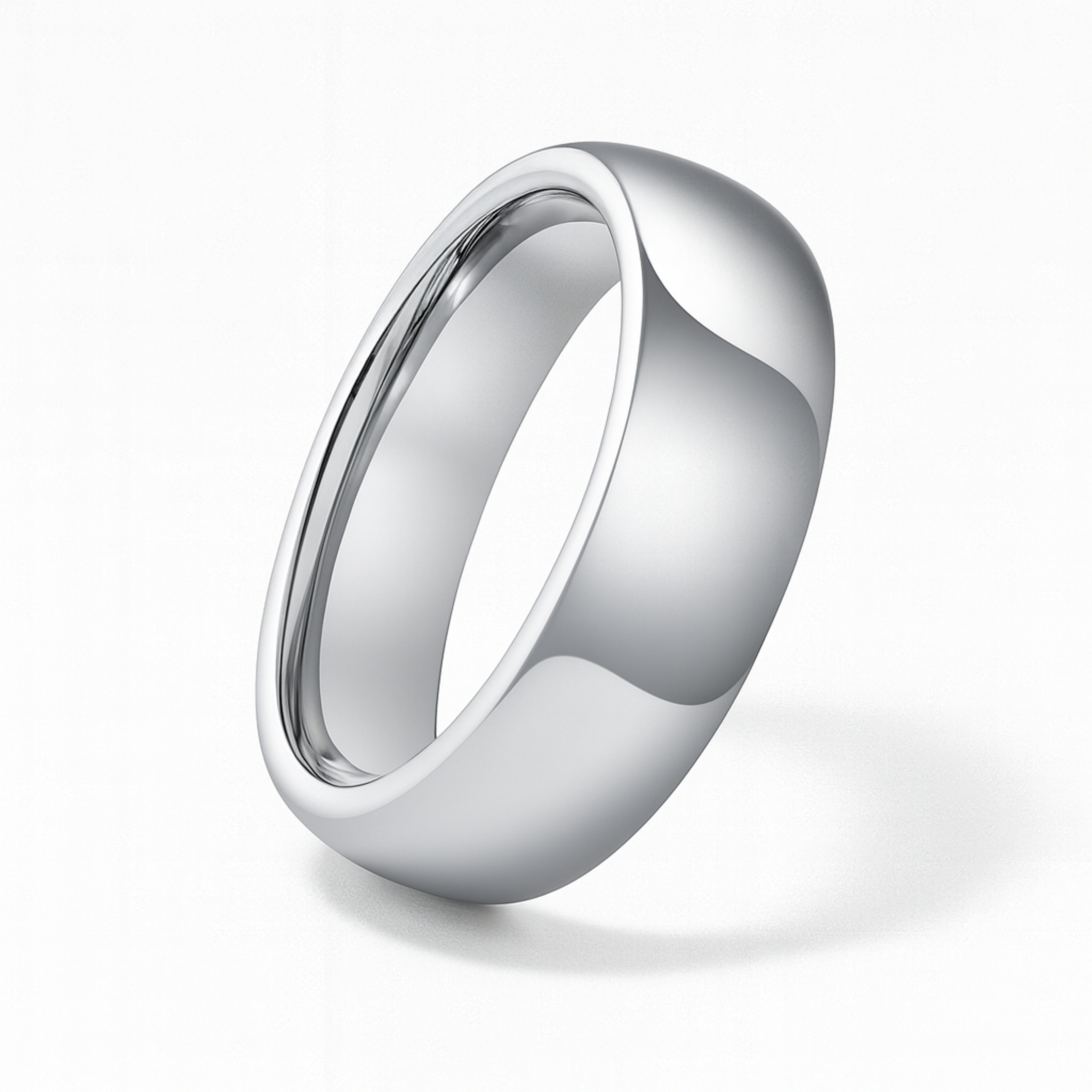 Polished tungsten ring with smooth rounded profile and mirror finish