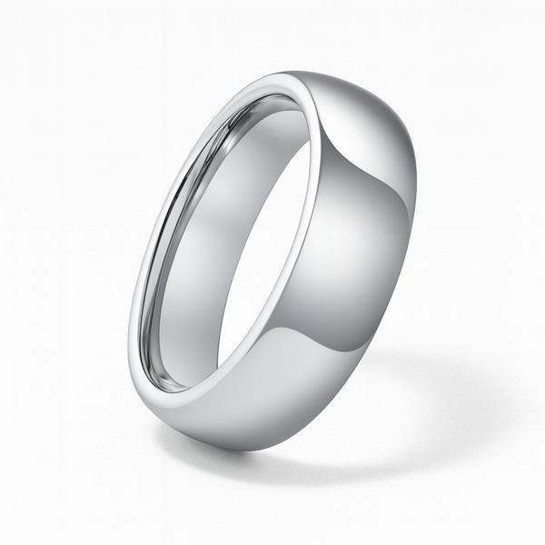 Polished tungsten ring with smooth rounded profile and mirror finish