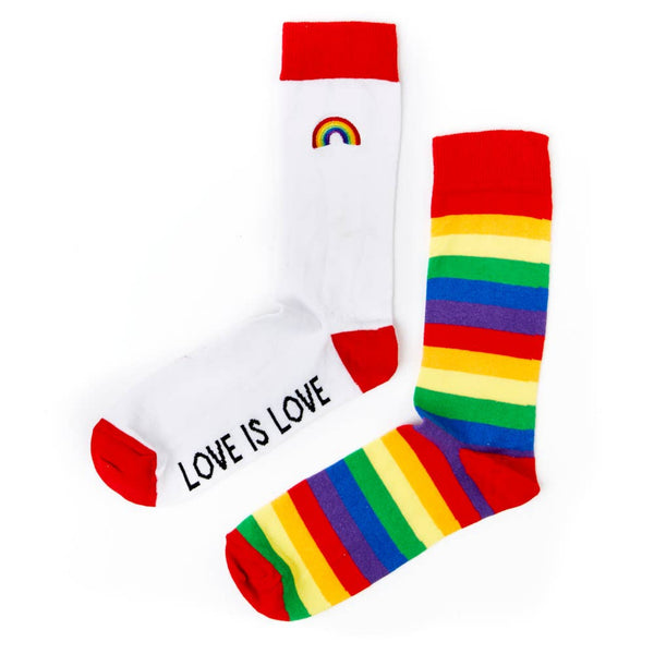 rainbow pride socks gift set with two pairs in colourful striped design