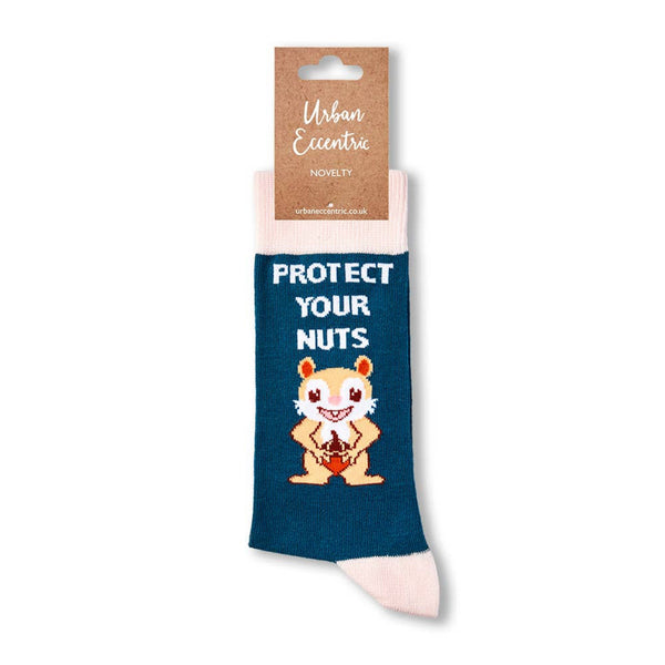 Protect Your Nuts socks with retail tag visible