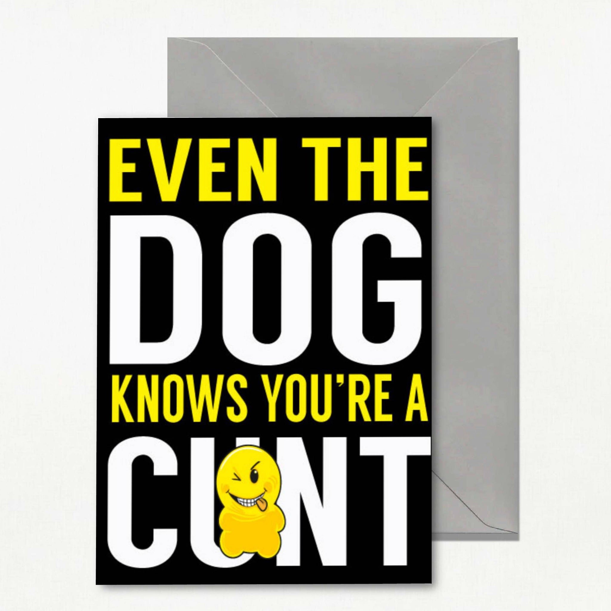 Rude birthday greeting card featuring a dog themed 