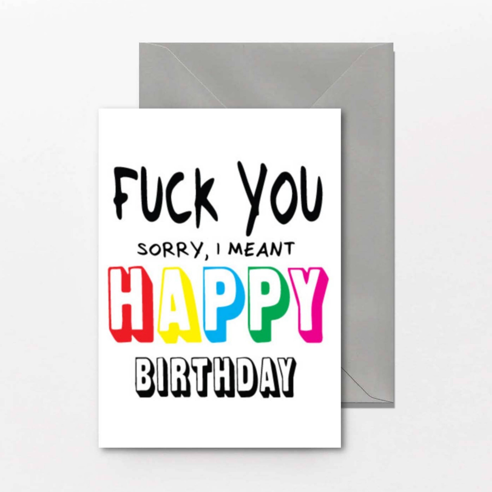 Rude birthday greeting card featuring the phrase 