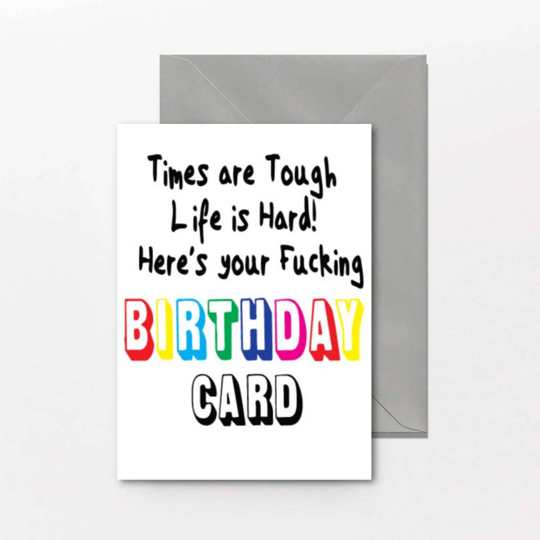 Rude birthday greeting card featuring the text 