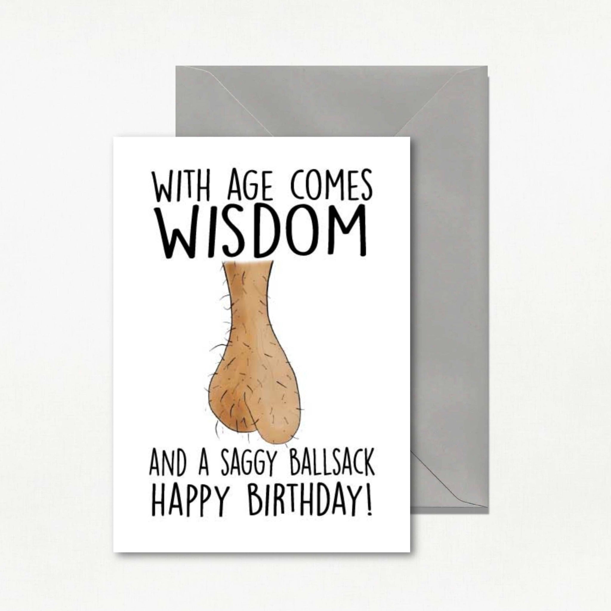 Rude birthday greeting card featuring the text 
