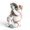 White astronaut chimpanzee resin ornament covering eyes isolated on white background