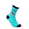 Turquoise cotton sock with I love my spaniel text and spaniel dog design