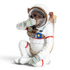 Front view of speak no evil astronaut chimpanzee ornament in white space suit
