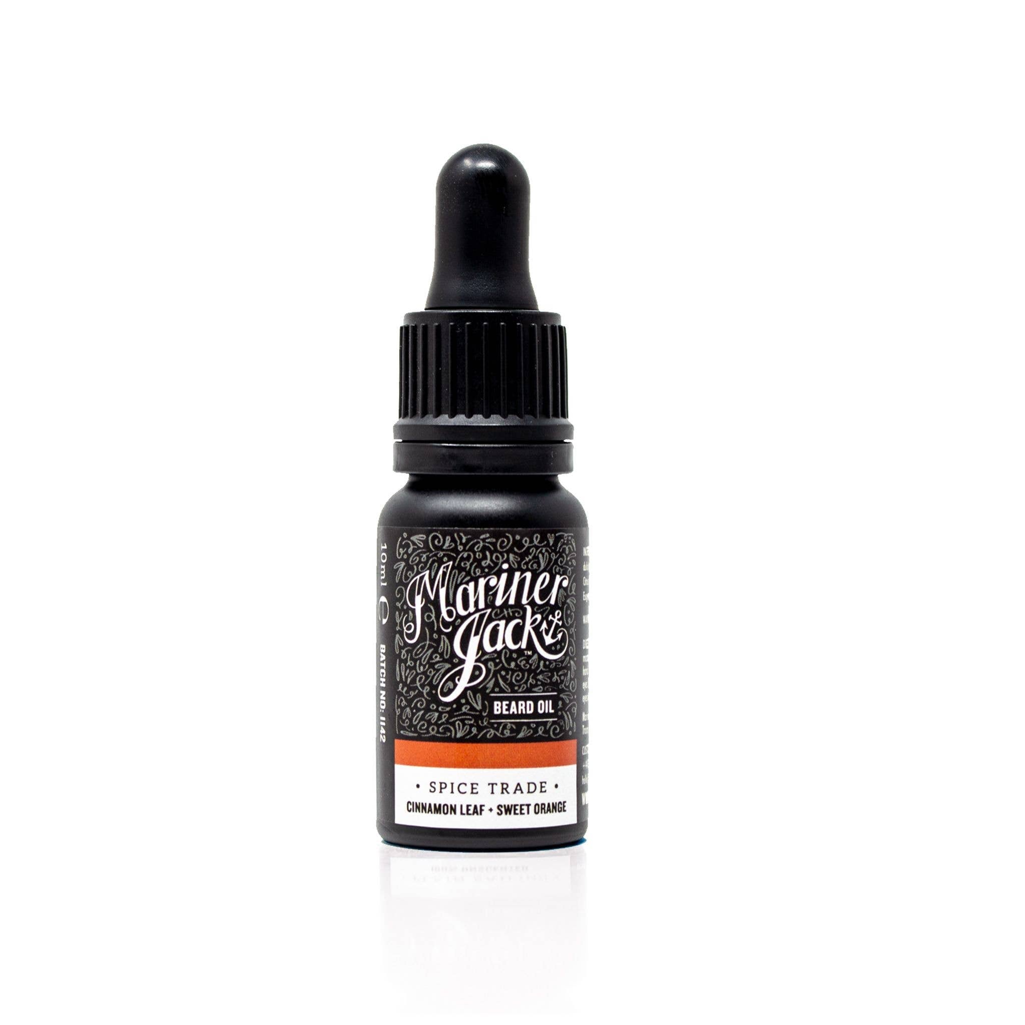Spice Trade beard oil 10ml bottle on white background