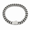 Men's stainless steel 10mm curb chain bracelet with polished silver finish and secure clasp on a white background