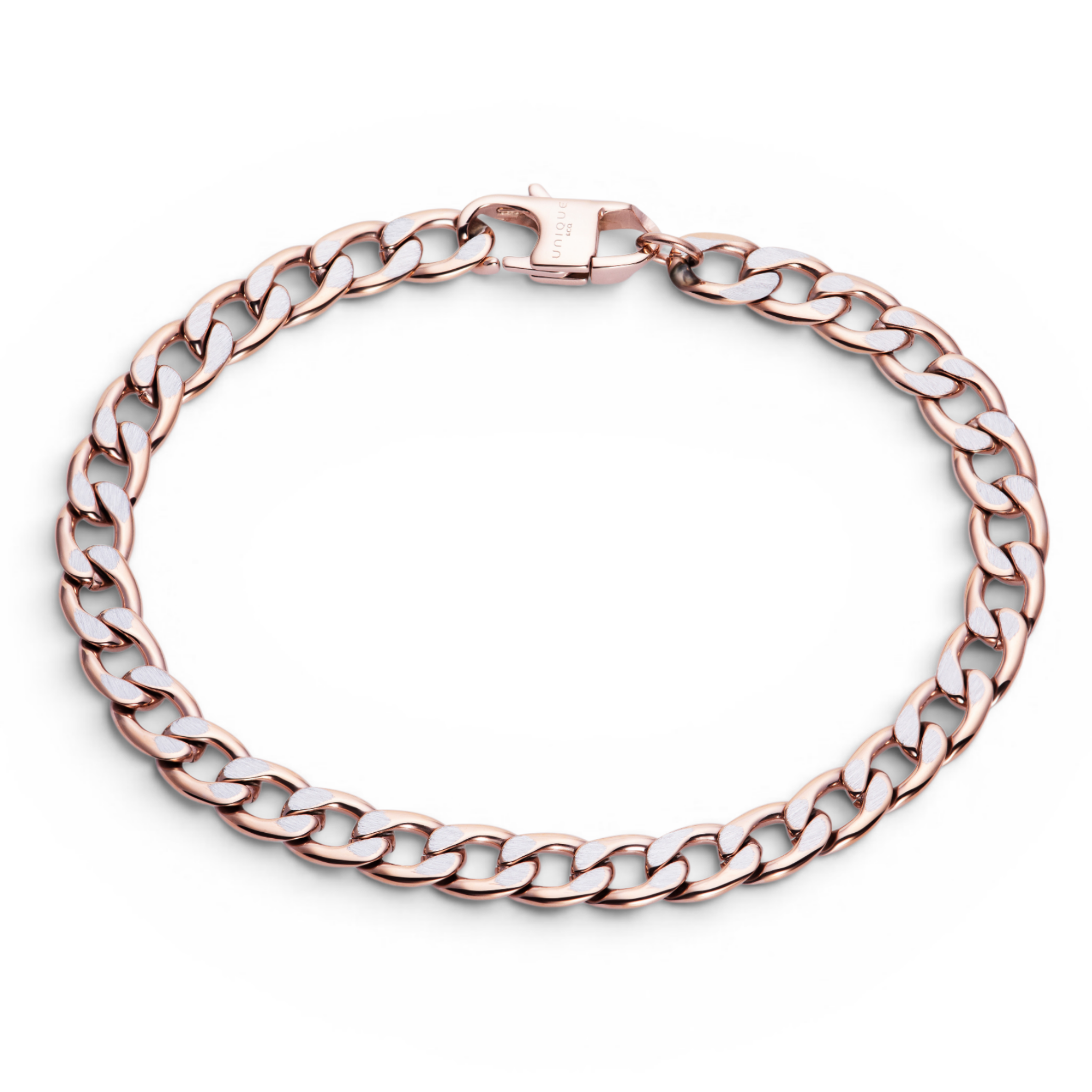 Stainless steel 7mm rose ion plated curb chain bracelet
