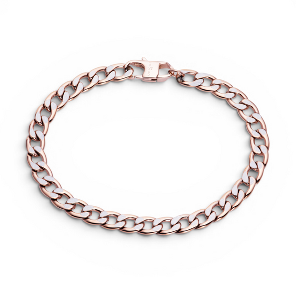 Stainless steel 7mm rose ion plated curb chain bracelet