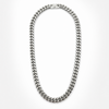 10mm stainless steel curb chain necklace full view on white background