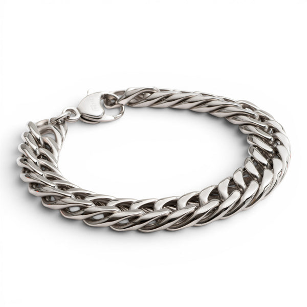 Stainless steel 13mm curb chain bracelet with polished finish and heavyweight curb links