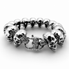 Heavyweight stainless steel 24mm skull bracelet with detailed skull links and heavy duty trigger clasp
