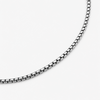 Close up of stainless steel 2mm rounded box chain showing rounded links