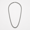 Stainless steel 5mm rounded box chain necklace full view on white background