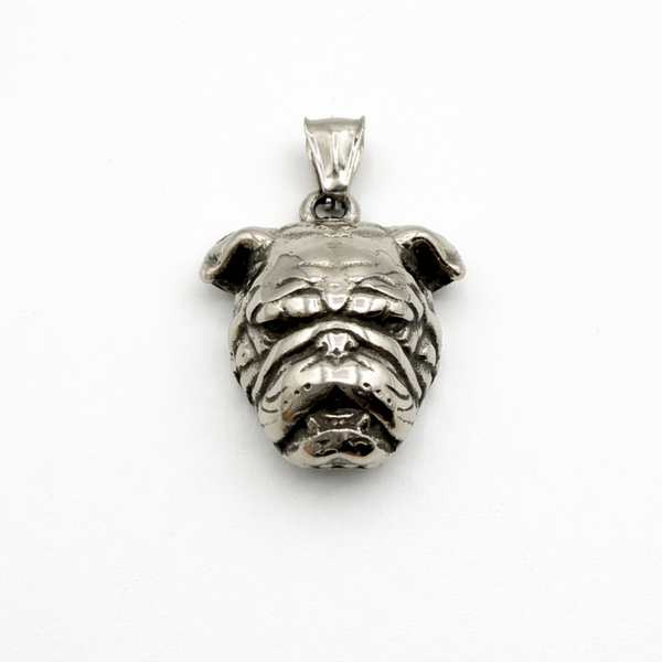 Stainless Steel Bulldog Head Pendant Necklace Optional 3mm Chain