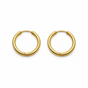 14mm stainless steel hinged hoop earrings pair in gold tone on white background