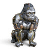 Front view of silver steampunk gorilla ornament with mechanical detailing