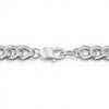 Sterling silver curb chain bracelet with clasp detail on a white background