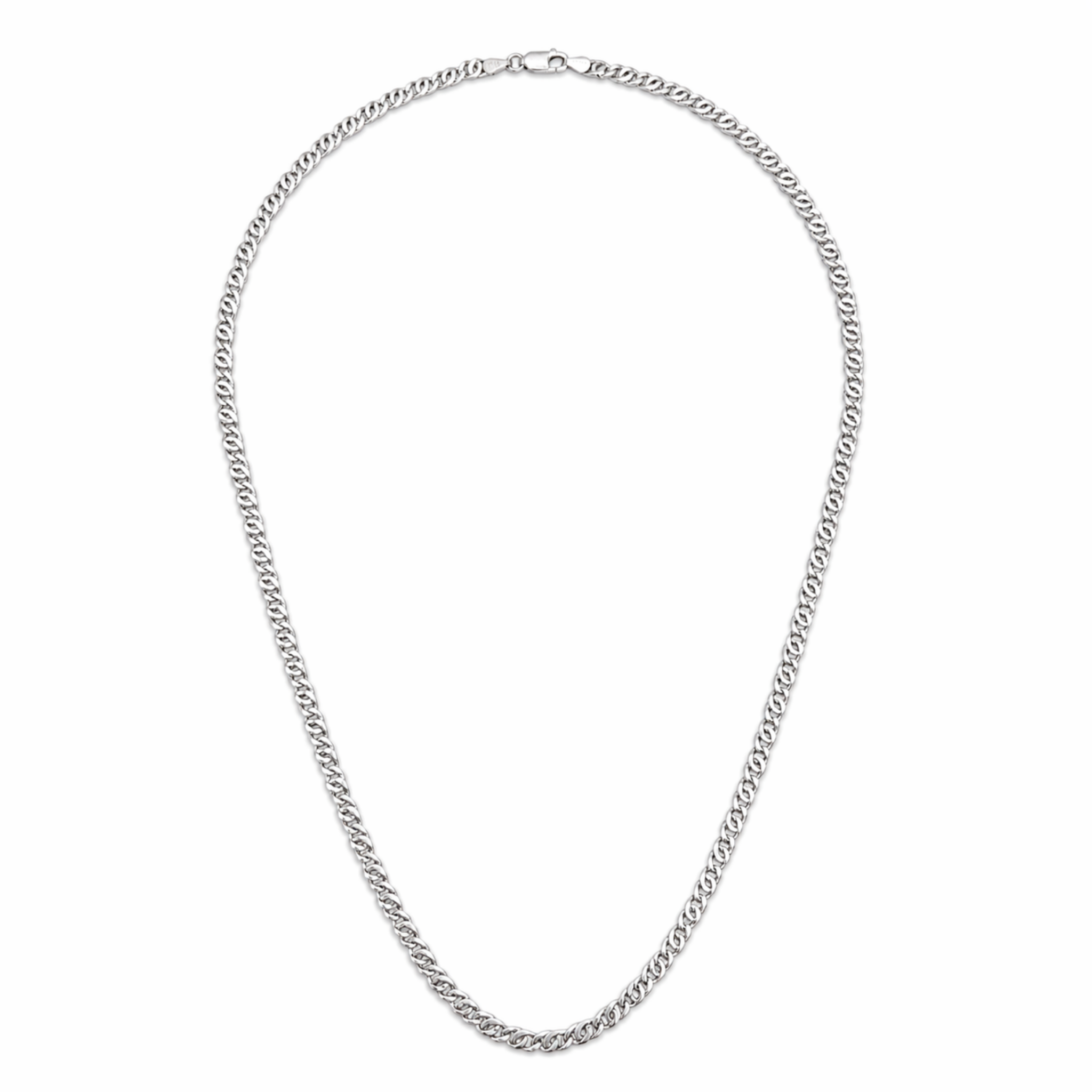 4mm sterling silver curb chain necklace full view on white background