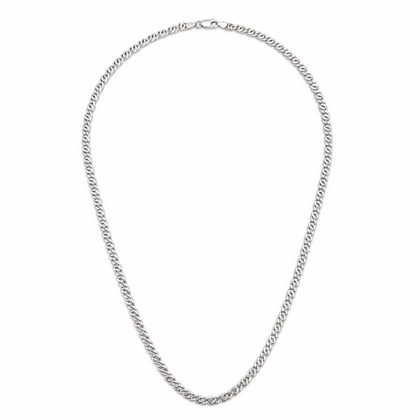 4mm sterling silver curb chain necklace full view on white background