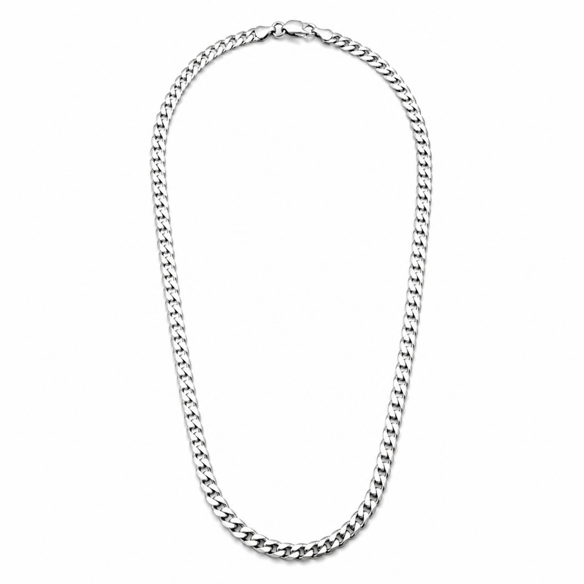 5mm sterling silver curb chain necklace full view on white background