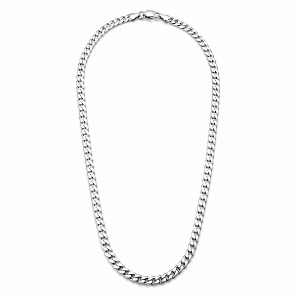 5mm sterling silver curb chain necklace full view on white background