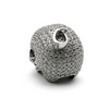 Sterling silver skull pendant encrusted with cubic zirconia rear angle view on a white background