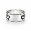 terling silver tribal scroll ring showing inner band and smooth polished interior on white background