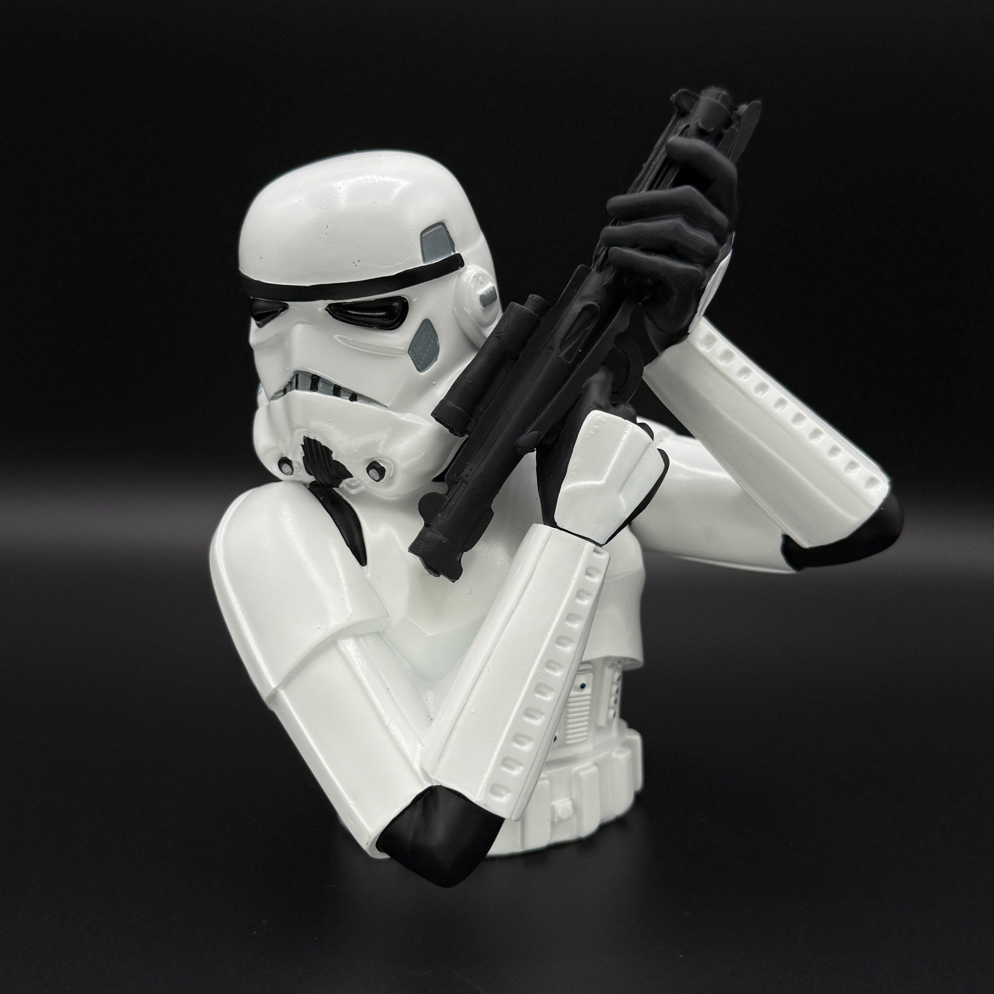 Stormtrooper bust figurine 14cm front angle detailed helmet and armour black background collectible display