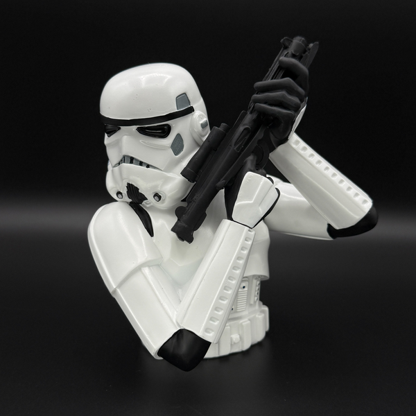 Stormtrooper bust figurine 14cm front angle detailed helmet and armour black background collectible display