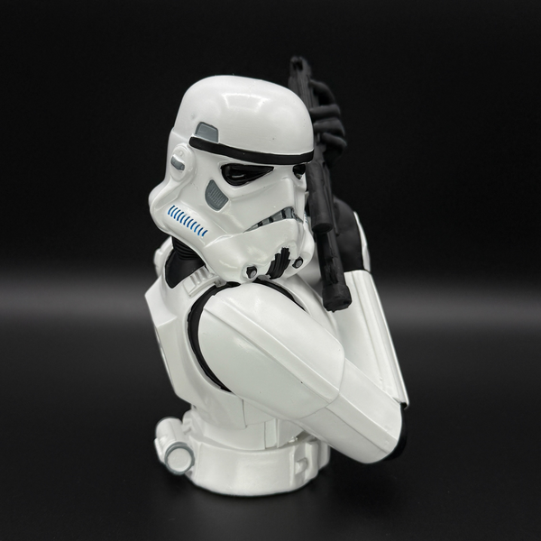 Stormtrooper bust figurine 14cm side angle resin collectible helmet detail black background display
