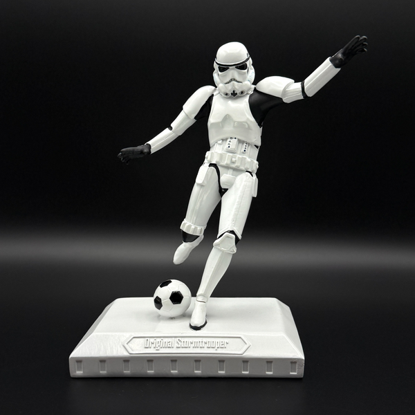 Stormtrooper football figure 17cm back of the net kicking ball resin collectible sci fi ornament display