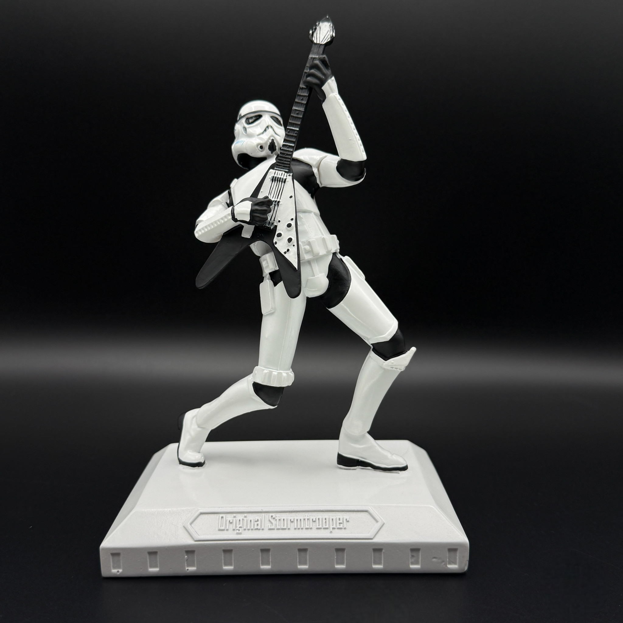 Stormtrooper guitarist figure playing electric guitar rock pose 17cm resin collectible