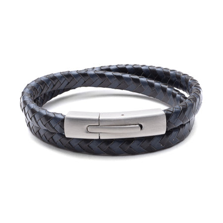 Double Wrap Plaited Leather Bracelet