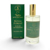 Taylor of Old Bond Street Royal Forest Luxury Aftershave Lotion bottle with green presentation box on white background