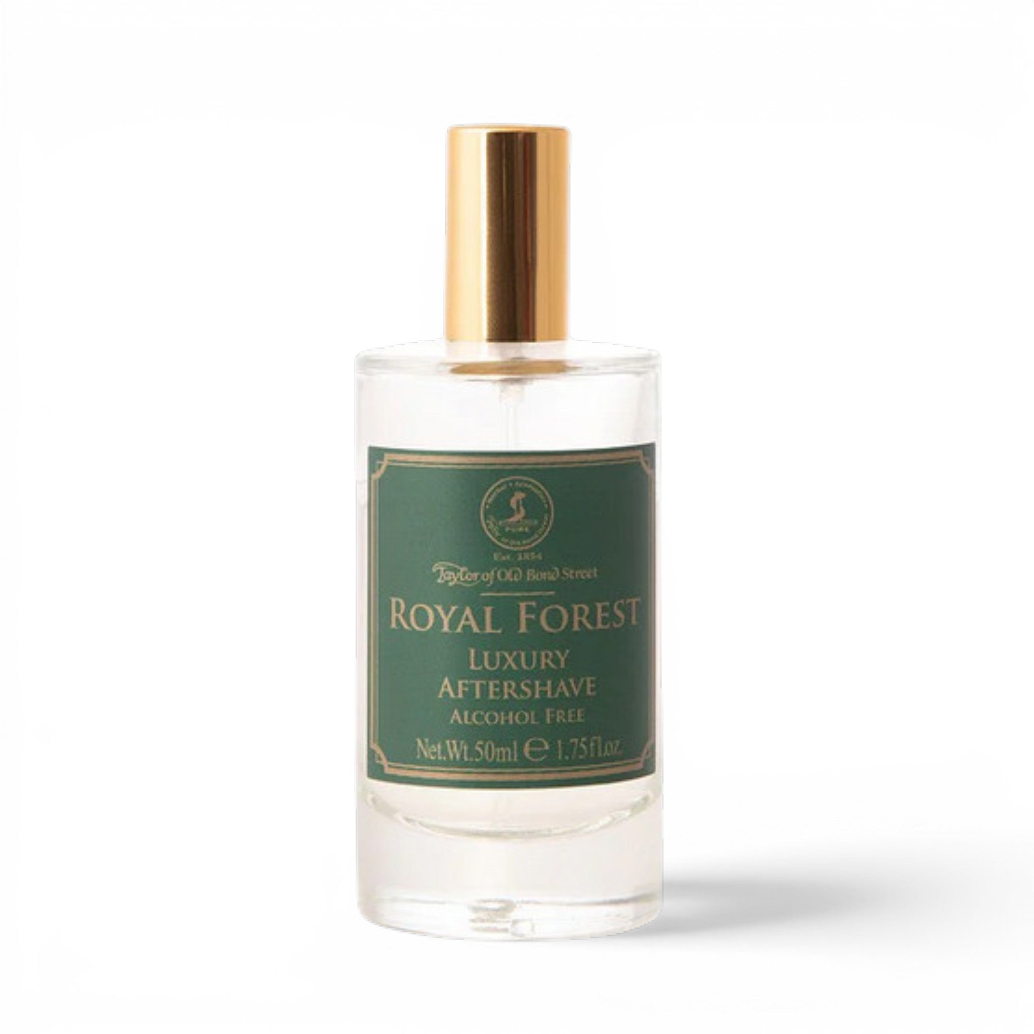 Taylor of Old Bond Street Royal Forest Luxury Aftershave Lotion 50ml bottle with presentation box on white background