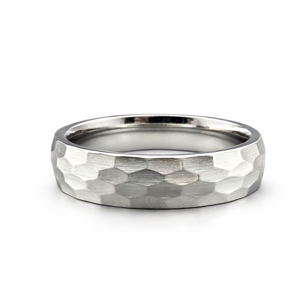 titanium ring 6mm hammered effect finish textured lightweight durable band