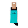 Top Cunt turquoise novelty socks in retail packaging