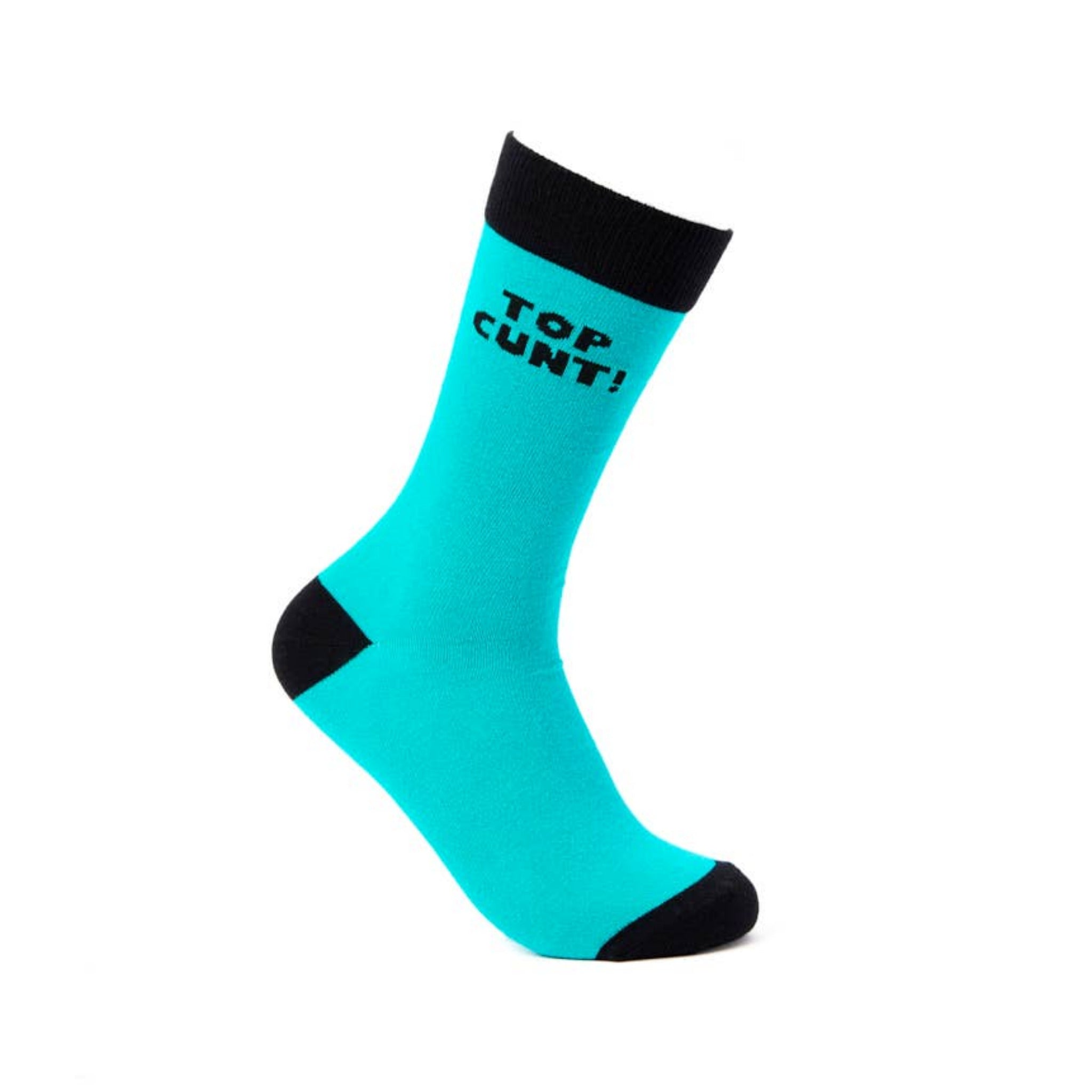 Top Cunt turquoise novelty socks UK sizes 6–11