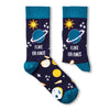 pair of I Like Ur-anus novelty socks laid flat showing full design