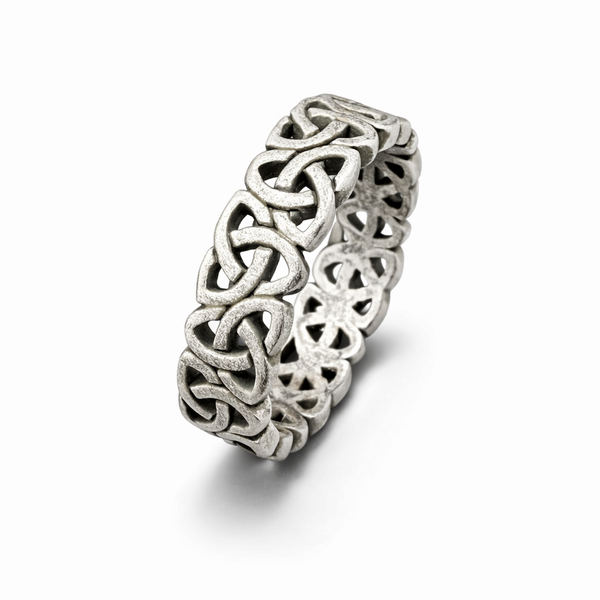 Stainless steel Viking triquetra band ring with Celtic knot design